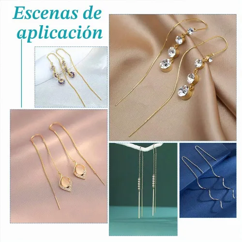 Vista 6 de UNICRAFTALE 40 piezas de 3.543 in, 2 colores, hilos de oreja de acero inoxidable, aretes colgantes de cadena larga con lazo para hacer aretes