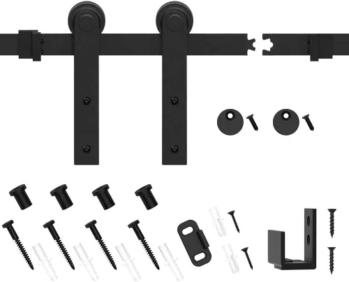 Vista 6 de WINSOON - Kit de herrajes para puerta corredera de granero súper mini de 3.5 pies para puertas individuales, soportes de TV, armarios pequeños, I
