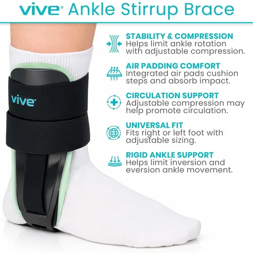 Vista 2 de Vive Estabilizador de estribo de tobillo – Estabilizador de gel de aire para esguince de tobillo, soporte para tendinitis para hombres y mujeres