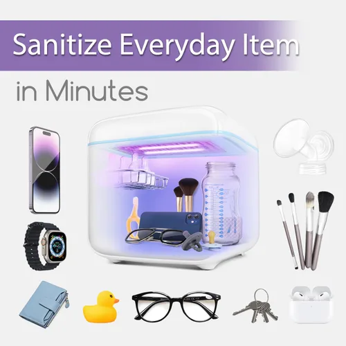 Vista 4 de Papablic Desinfectante de luz UV 4 en 1 Esterilizador UV y secadora Pro Caja de esterilizador UV con lámparas UV-C dobles para bebés y toda