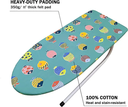 Vista 3 de Funda y almohadilla pequeña para tabla de planchar de 12 x 32 pulgadas, 3 pares de correas de cierre de , bordes elásticos, mini cubierta de algodón