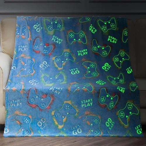 Vista 14 de Jekeno Manta para Juegos que Brilla en la Oscuridad, Manta de Tiro de Controlador de Videojuegos para Gamers, Juguetes de Regalo para Niños
