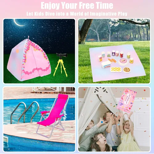 Vista 5 de 34 Pcs 11.5 Inch Doll Camping Tent Set-Sleeping Bag Backpack Accessories