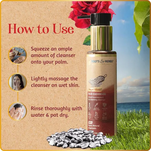 Vista 6 de ROOTS AND HERBS Limpiador de espuma para la piel, lavado facial para mujeres y hombres, lavado facial Royal Silver Indulgence con hierbas