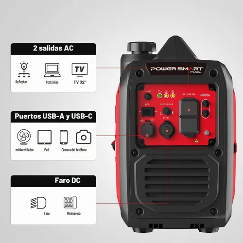 Vista 4 de Generador inversor portátil PowerSmart de 2500 vatios para acampar