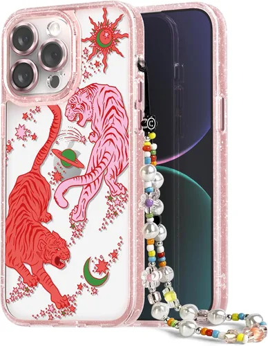 Vista 104 de Compatible para iPhone 13 Funda Bonita Estética - Funda para Teléfono Rosa con Purpurina con Protector de Cámara - Diseño de Cubierta