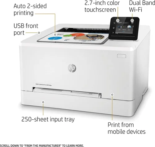 Vista 3 de Impresora láser inalámbrica a color HP LaserJet Pro M254DW