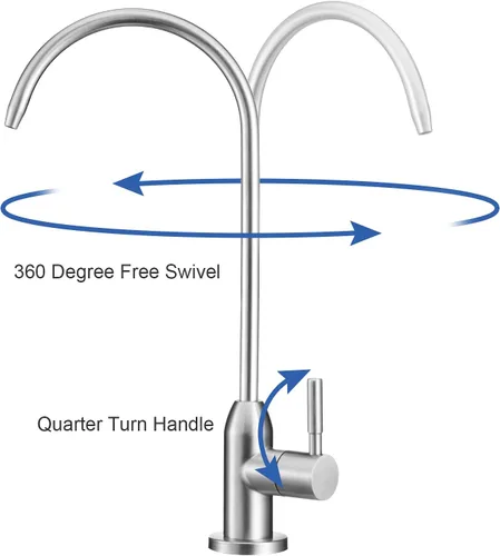 Vista 2 de Grifo de agua de ósmosis inversa/ósmosis inversa, adaptador de agua de alimentación: 3/8 "x 3/8" x 1/4" o G 1/2 "xG 1/2 "x1/4", tubo de agua RO