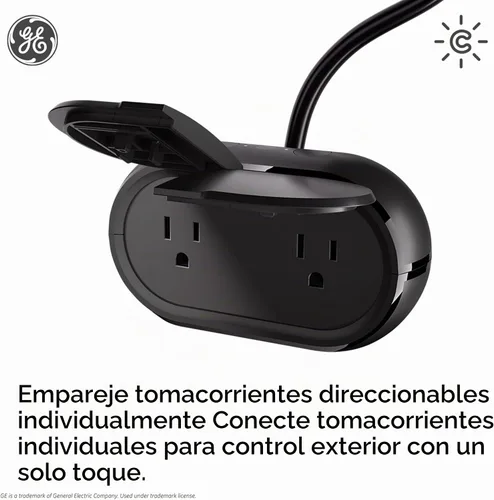 Vista 3 de [Usado] GE Cync - Enchufe inteligente, enchufe Bluetooth para exteriores y Wi-Fi, enchufe resistente a la intemperie, funciona con Alexa y Google