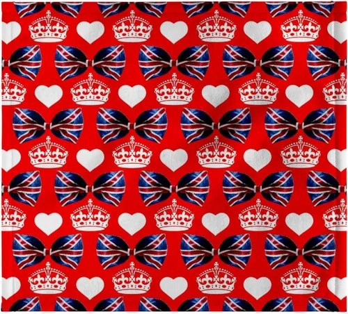 Vista 7 de 3dRose British Union Jack Bow Ties, Crowns and Hearts on Red Background 22x30 Bath Hand Pool Towel