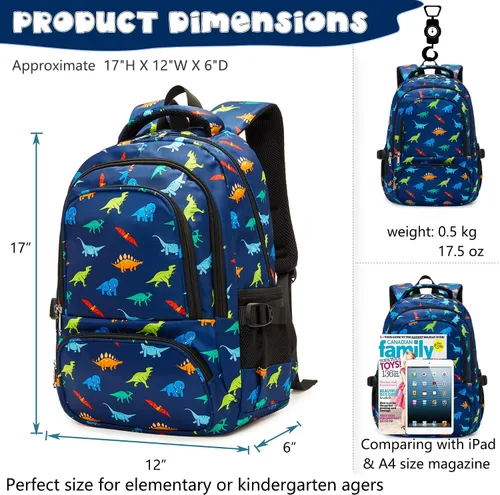 Vista 2 de BLUEFAIRY Mochilas infantiles para niñas y niños, regalos de regreso a la escuela para niños, primaria, primaria, escuela secundaria, Azul marino