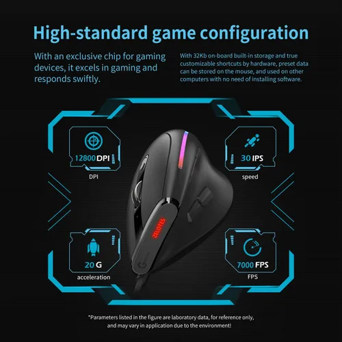 Vista 4 de zelotes Ratón ergonómico de computadora USB con cable vertical programable, con memoria integrada para juegos de oficina, versión 2022