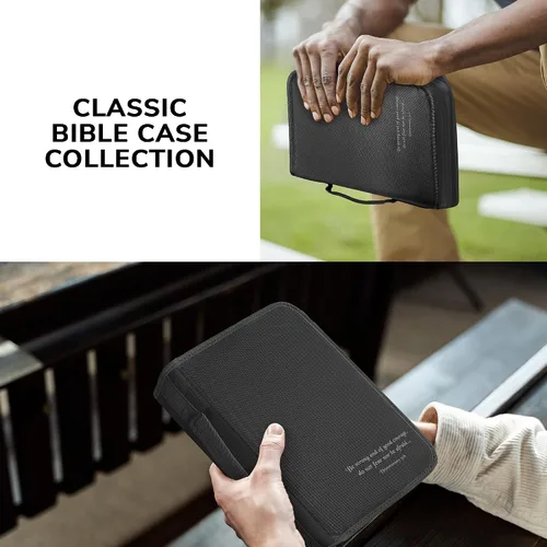 Vista 52 de DEHITE Funda para la Biblia para mujer, bolsas de transporte de la Biblia, tamaños medianos y grandes, ranuras para bolígrafos, tela de primera