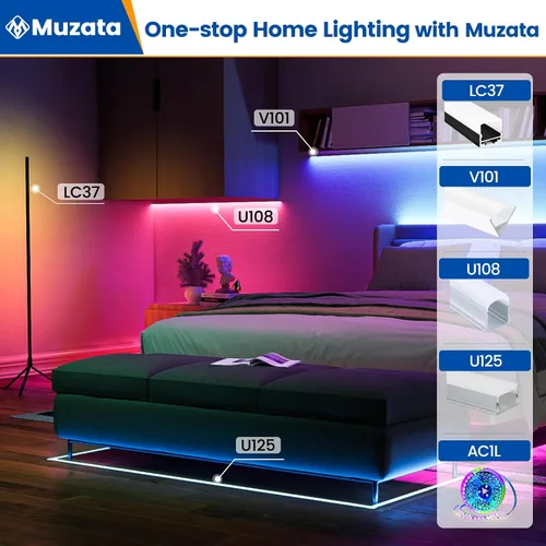 Vista 5 de Muzata Paquete de 6 canales LED de 3.3 pies/3.3 ft excelente sin manchas con cubierta blanca lechosa más gruesa, sin puntos calientes, tira LED más