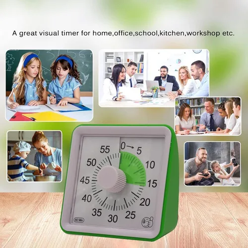 Vista 5 de Bonito temporizador visual de 60 minutos, reloj de cuenta regresiva para el aula, temporizador silencioso para niños y adultos, herramienta