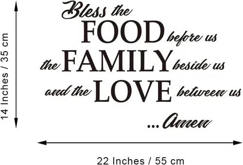 Vista 5 de Bless the Food Before us, the Family Beside Us and the Love Between Us Amen - Calcomanía para pared, citas, oración, comedor, cocina, decoración