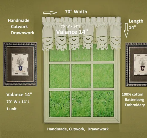 Vista 2 de Today's Curtain Imperial Classic - Cenefa de corte dibujada, 14 pulgadas, color beige
