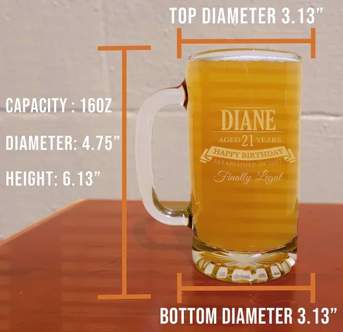 Vista 5 de Taza de cerveza de vidrio grabada personalizada de 16 onzas, Día del Padre, monograma, nombre personalizado, regalos de cerveza personalizados