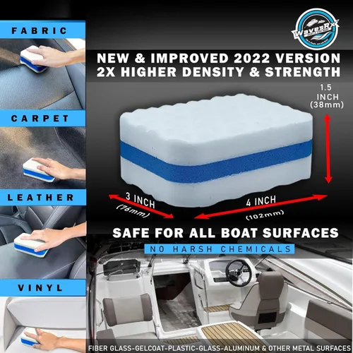 Vista 4 de WAVESRX Marine Scuff and Dirt Eraser Sponges for Boats, Jet Ski & PWC Magic Cleaning Pads Effortlessly Remove Deck Marks, Scratches, Black Streaks