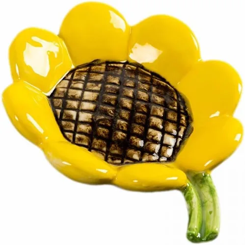 Vista 6 de Sizikato Bandeja de jabón de porcelana para baño, jabonera con forma de girasol
