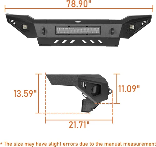 Vista 9 de Tundra parachoques delantero de ancho completo con placas de deslizamiento y focos LED para camionetas Toyota Tundra 2007-2013