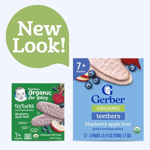 Vista 3 de Gerber Mordazas de dentición suaves para mordedores orgánicos - Blueberry Apple Beet, (Paquete de 6)