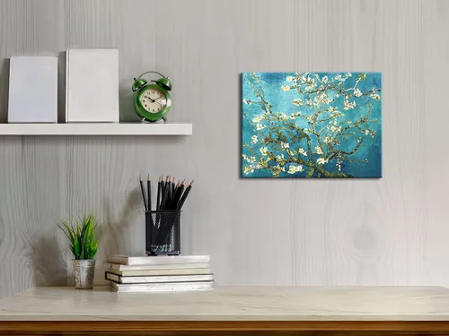 Vista 2 de Pyradecor Modernas pinturas al óleo famosas de flor de almendra, impresiones en lienzo de Van Gogh, cuadros florales sobre lienzo, arte de pared