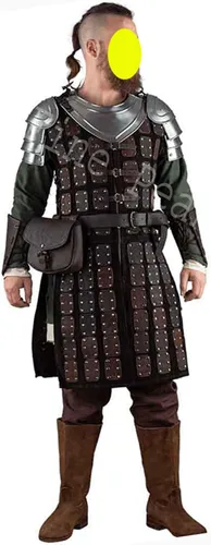 Vista 3 de Juego de hombreras medievales de hierro Gorget con brazo y hombro, armadura de caballero, armadura medieval, traje de cruzado, armadura de cuero