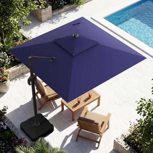 Vista 45 de Sombrilla voladiza para patio, 9 x 12 pies, sombrilla giratoria Beige