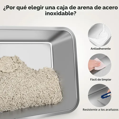 Vista 8 de FURTIME Pequeña caja de arena de acero inoxidable con tapa para gatito, caja de arena cerrada de metal para gatos pequeños, caja de gato con caja