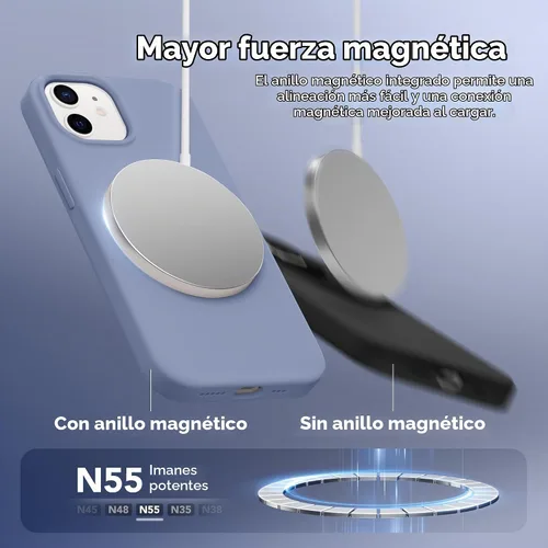 Vista 2 de GONEZ Magnetic for iPhone 12/12 Pro Case, Silicone Cover Lavender Gray Lavanda Gris