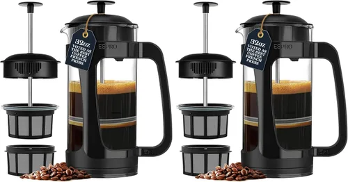 Vista 15 de ESPRO P3 Cafetera de prensa francesa, 17 onzas, negro, prensa de filtro doble micro Grit-Free Coffee Press, Thicker Borosilicate Heat Resistant