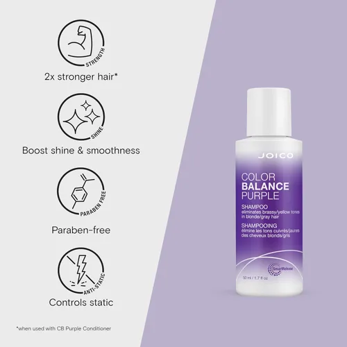 Vista 3 de Joico Color Balance Purple Shampoo For Cool Blonde or Gray Hair Eliminate Brassy Yellow Tones Boost Color Vibrancy & Shine UV Protection