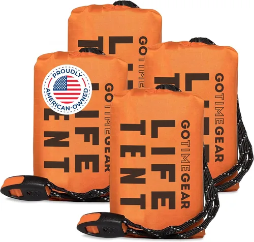 Vista 12 de Go Time Gear Tienda de campaña de supervivencia • Tienda de campaña de tubo de emergencia Mylar para 2 personas + Paracord • Protección para todo
