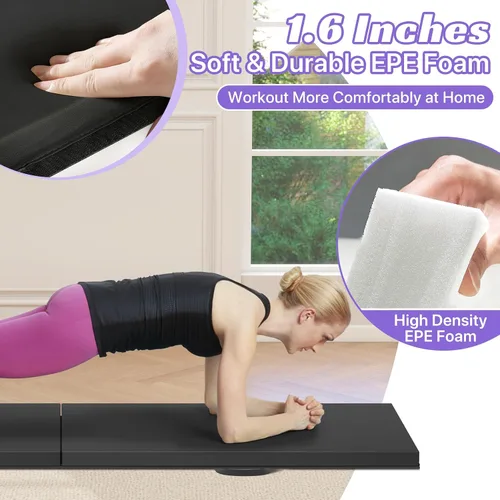 Vista 2 de BLKMTY Gymnastics Mats, Folding Exercise Mat Gym Yoga Aerobics Fitness Mats Kids' Gymnastics Tumbling Mat with Carrying Handles for Home Gym
