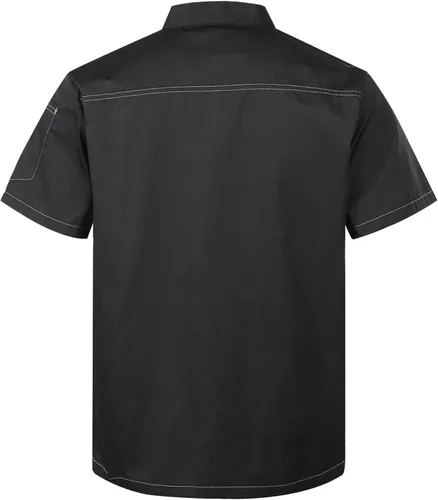Vista 2 de Unisex Men Women Chef Jacket Chef Coat negro (Black Short Sleeve)