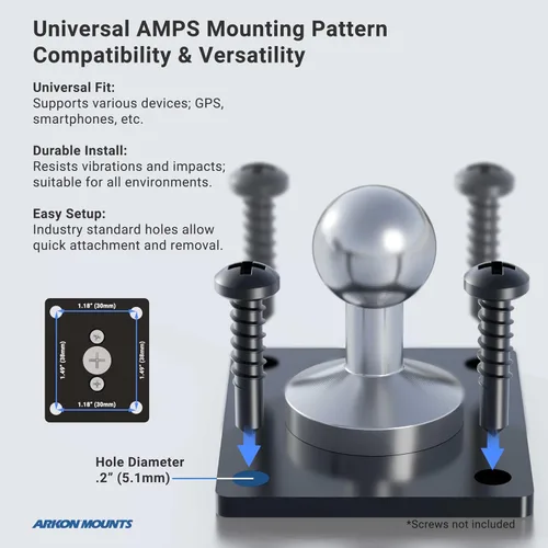 Vista 4 de ARKON Mounts - Adaptador de bola de metal de 4 agujeros a 0.669 in