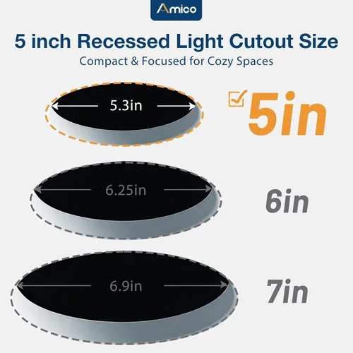 Vista 2 de Amico paquete de 6 luces de techo empotrables ultrafinas de 5 pulgadas, 5 CCT, sin carcasa, LED, con caja de conexiones