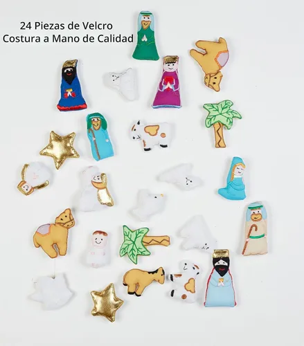Vista 2 de Calendario de adviento con tela navideña (Cuenta regresiva para Navidad).