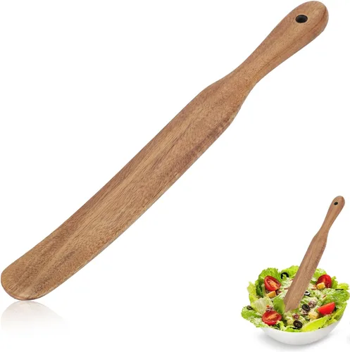 Vista 10 de Spurtles de madera, utensilios de cocina de madera de teca natural, resistente al calor, antiadherente, utensilios de cocina de madera para servir