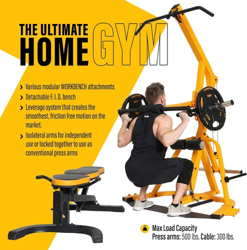 Vista 2 de Powertec Sistema de palanca de banco de trabajo de fitness, banco de entrenamiento, capacidad de peso de 500 libras, equipo de gimnasio