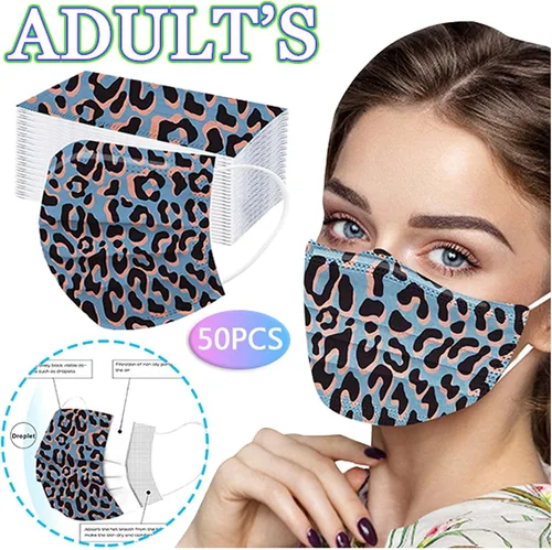 Vista 4 de 50 máscaras desechables de guepardo para mujer, para adultos, día festivo, cuidado de la piel, máscara facial de protección facial completa