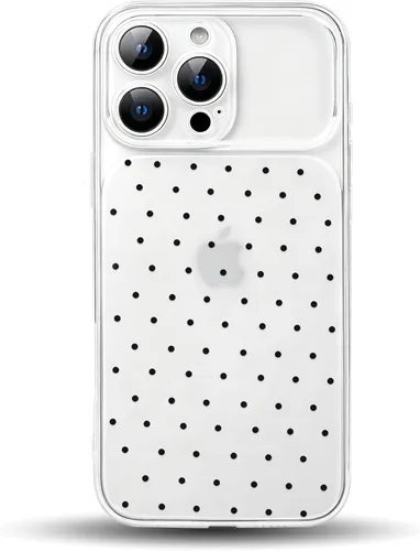Vista 15 de NITITOP Funda para iPhone 17, diseño de lunares transparentes, color negro