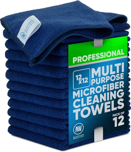Vista 18 de Paños de limpieza de microfibra Pro multisuperficie de 12 x 12 pulgadas Negro - Paquete de 12 Toallas de microfibra premium para limpiar vidrio