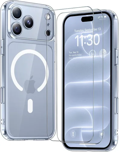 Vista 220 de SPIDERCASE Funda magnética translúcida diseñada para iPhone 11, con 2 protectores de pantalla de vidrio templado, antihuellas, para iPhone 11 de 6.1
