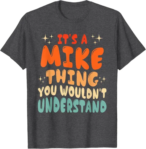 Vista 34 de Camiseta retro de los años 80 con texto en inglés "It's A Mike Thing You Wouldn't Understand", Negro