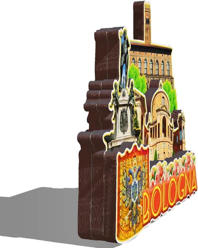 Vista 2 de Imán de madera de Italia Bolonia 3D para nevera, recuerdos coleccionables, decoración hecha a mano, artesanías 2