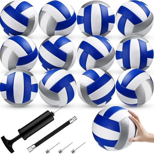 Vista 11 de Wettarn 12 pelotas de voleibol de tamaño oficial 5 a granel suaves recreativas con bomba de tamaño regulador para principiantes, interiores