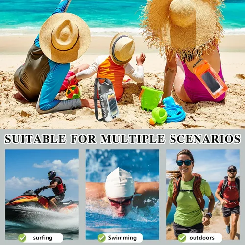 Vista 6 de Bolsa impermeable IP68, 2L - Bolsa impermeable para piscina con tapa enrollable, bolsas secas para kayak impermeables con bolsa para teléfono, bolsa