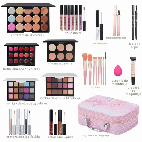 Vista 2 de Kit de maquillaje de viaje, juegos de maquillaje para adolescentes y mujeres, kit de maquillaje para niñas, juegos de maquillaje para niñas